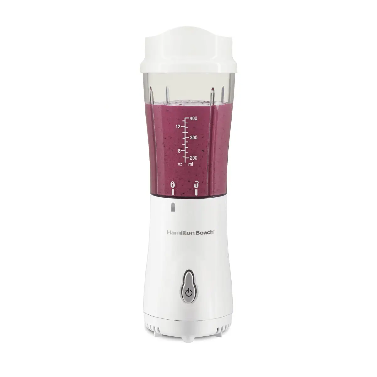 Hamilton Beach Portable Blender for Shakes and Smoothies with 14 Oz BPA Free Travel Cup and Lid, Durable Stainless Steel Blades for Powerful Blending Performance, White ( 51101V)