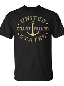 Coast Guard United States Anchor Birthday T-Shirt |   Unisex, Casual Crew Neck, Top Quality Comfortable Pure 220G, Trendy Streetwear Fashion, Funny Christmas Novelty, All-season