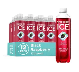 Sparkling Ice, Black Raspberry Sparkling Water, Zero Sugar Flavored Water, with Vitamins and Antioxidants, Low Calorie Beverage, 17 fl oz Bottles (Pack of 12)