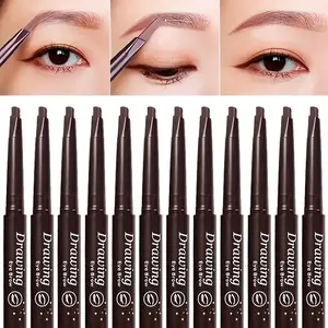12Pcs 2 in 1 Eyebrow Pencil With Eyebrow Brush Set Easy To Apply Eye Waterproof Smooth Shadow Pen Long Lasting Coloring Makeup Cosmetic