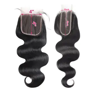 2x6 4x4 Body Wave Lace Closure 13×4 Lace Frontal #1B Natural Black Straight Hair 2x6 4x4 Lace Closure with baby hair 12-20inch
