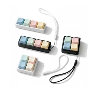 4 Button Mechanical Style Clicker with Satisfying Tactile Feedback,Trending Creamy Colorful Mini 4 Key Keyboard Fidget Toy –  Stress Relief Sensory Toy for Adults,  Popular Desk Accessory