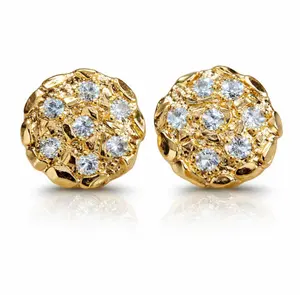 Unisex Brass Premium Golden Nugget Cookie Iced Earring Earrings Jewelry Cubic Zirconia Stud Fashion 12mm / 14mm / 16mm accessories women | man