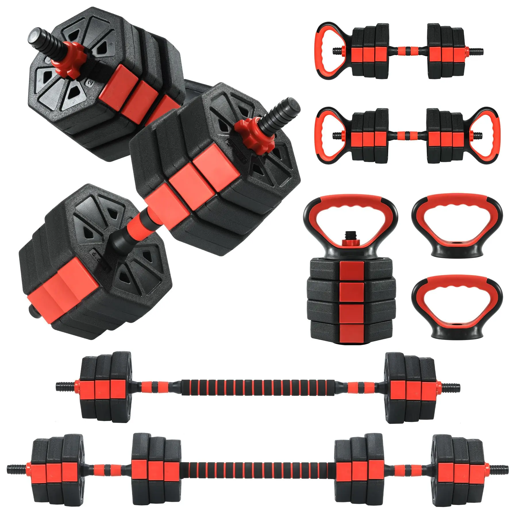3-In-1 Octagonal Adjustable Dumbbell Set, 44/88LBSFree Weights Dumbbells with Anti-Slip Handle, Versatile Dumbbells Set of 2 with Connector, Home Fitness Equipment Home Gym Station