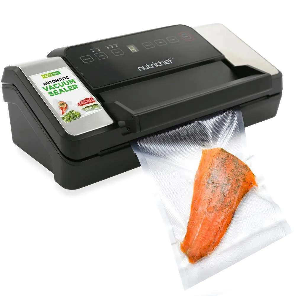 Automatic Vacuum Sealer | Electric Food Saver Machine with Air Sealing System, Built-in Cutter & Roll Storage - Kitchen Food Preservation System - Vacuum Bags & Rolls Included