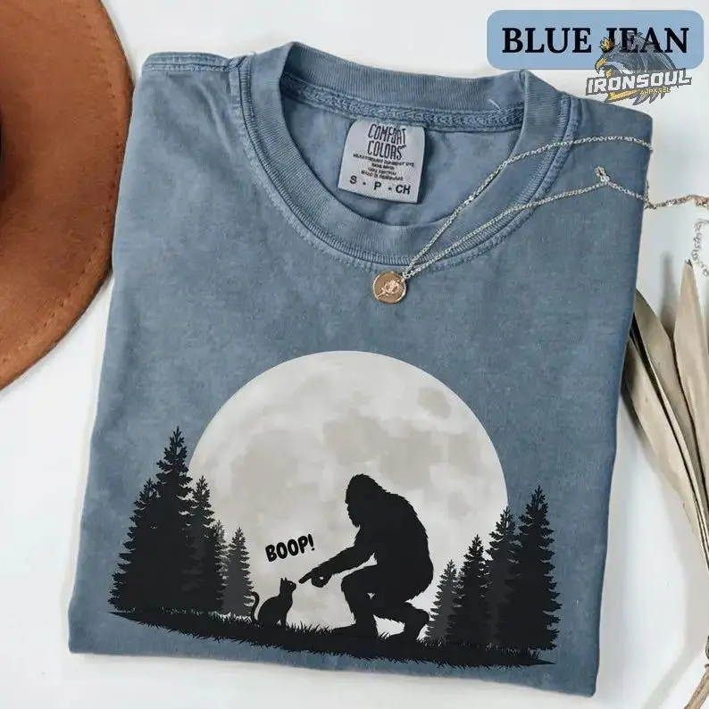 Comfort Colors Bigfoot Boop Shirt, Soft Cotton Tee, Funny Sasquatch Cat Graphic T-shirt For Men And Women, Apparel Made In The US - IronSoul Apparel		