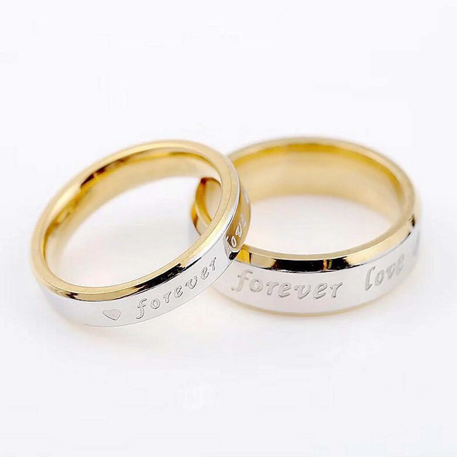 Forever LOVE Engraved Titanium Steel Matching Couple Rings - Stylish Artificial Gemstone Titanium Wedding Bands, Size-Optional, Durable, Daily Wear, Commitment Symbol Jewelry Accessories, Engraved Ring, Titanium Wedding Band