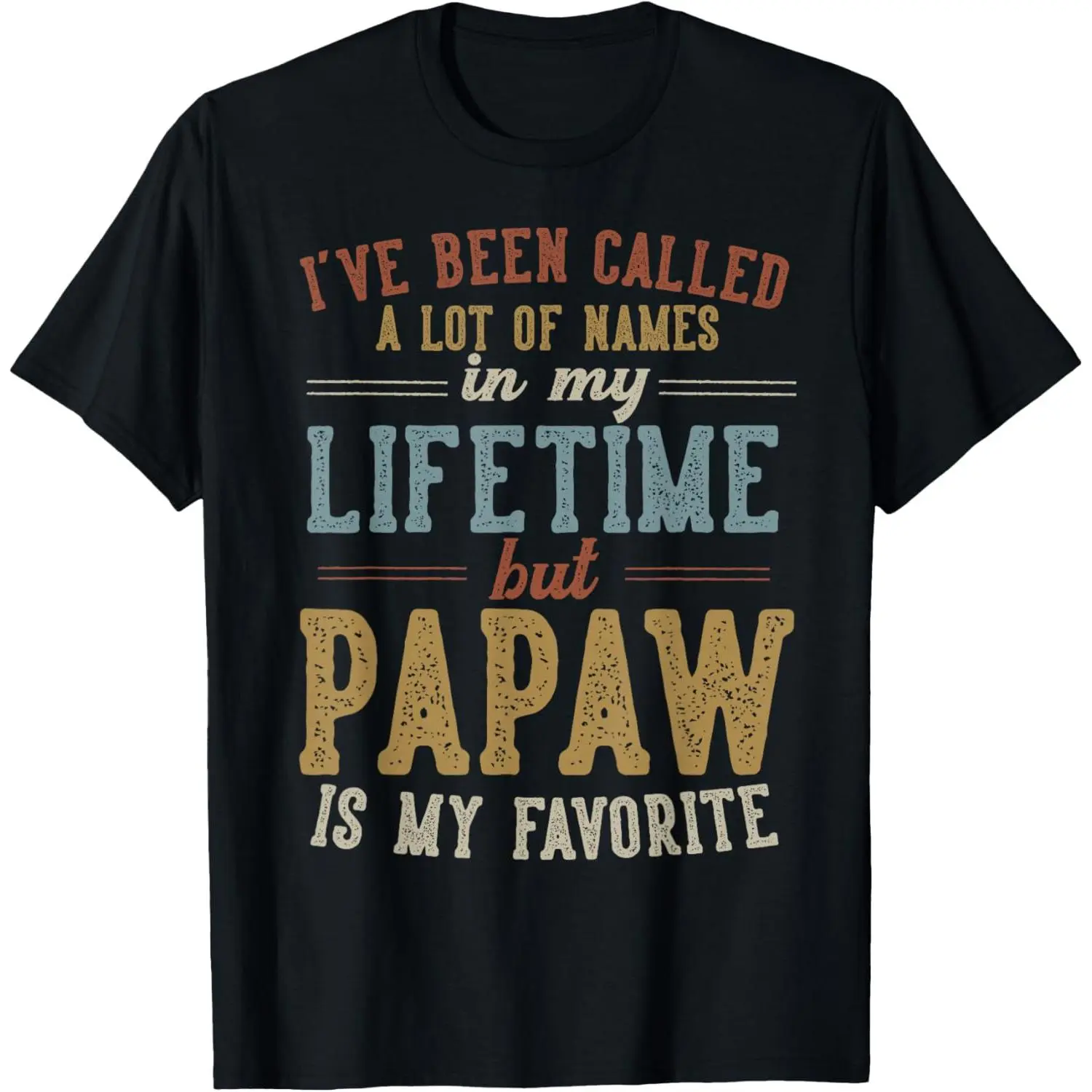 Papaw is My Favorite Name - Father's Day Papaw T-Shirt Pure Cotton Graphic Tees Menswear Top: Gifts for Men & Women