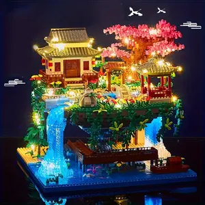 3320pcs Micro Building Blocks Set Chinese Architecture of Peach Blossom, Cherry Blossom Bonsai Tree Building Set, Collectible Models of Classical Famous