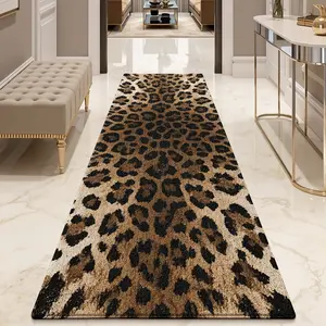 Fashion Leopard Print Long Carpet, Luxurious Hallway Living Room Rug, Non-Slip Gold Wool, Ideal for Kitchen, Corridor, Bedside, Animal Print Rug, Animal Printed Rug