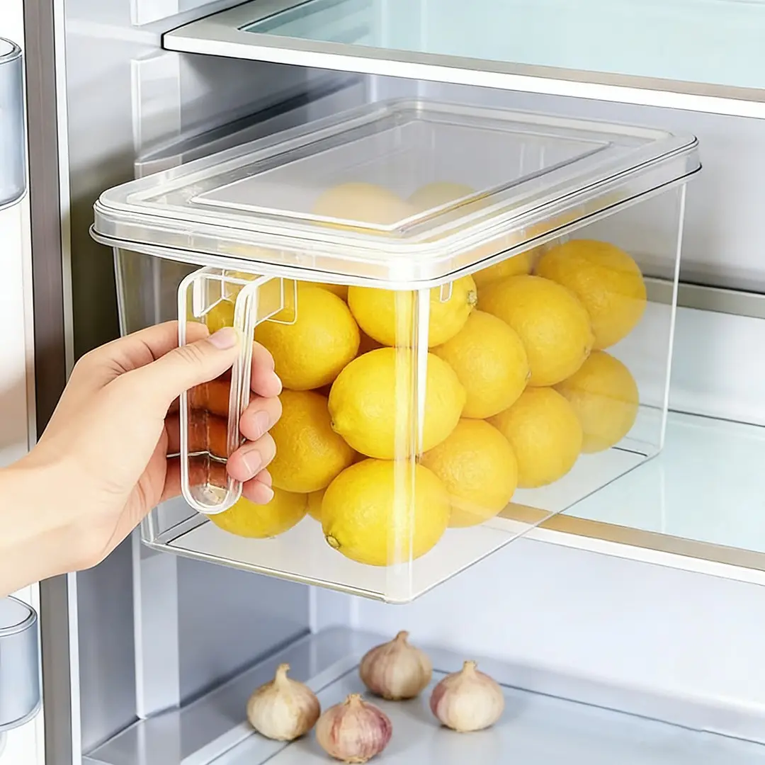 1/2/3/6 PCS Refrigerator Storage Containers with Handles for Refrigerator Organization, Fridge Organizers, Plastic Food Organizer Bins for fridge storage, home organization essential for cooking prep, grocery management and clean, efficient kitchen spaces