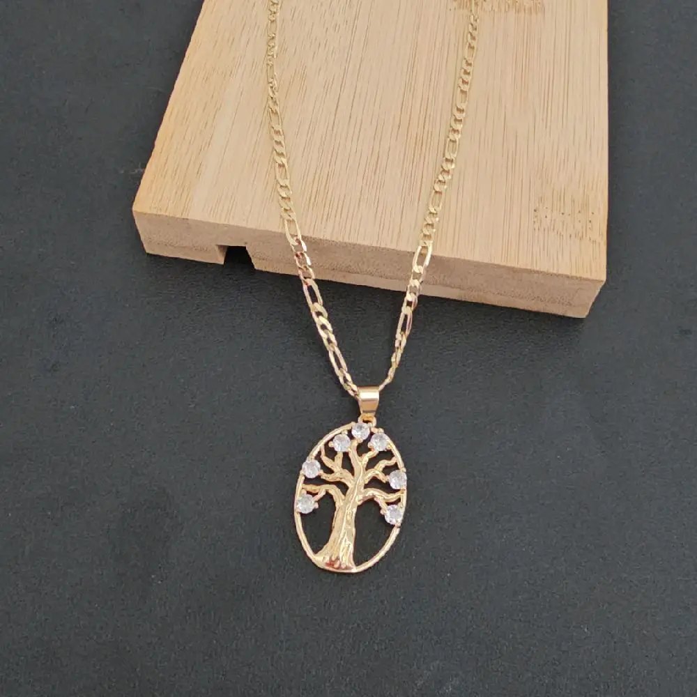 (76) LIFE TREE PENDANT AND CHAIN 14KGOLDLAMINATE