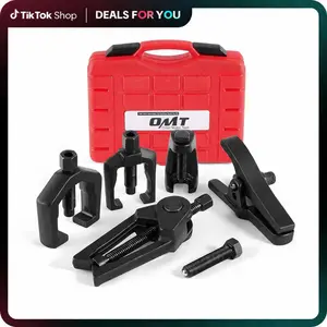 OMT 5-in-1 Heavy Duty Ball Joint Separator, Pitman Arm Puller, Tie Rod End Tool Set, Splitter Removal Kit Red/Blue/Red Black, Mutifunction Tool Accessories Set for Front End Service, Gift for men, Home car repair, Automotive Maintance Tool Box