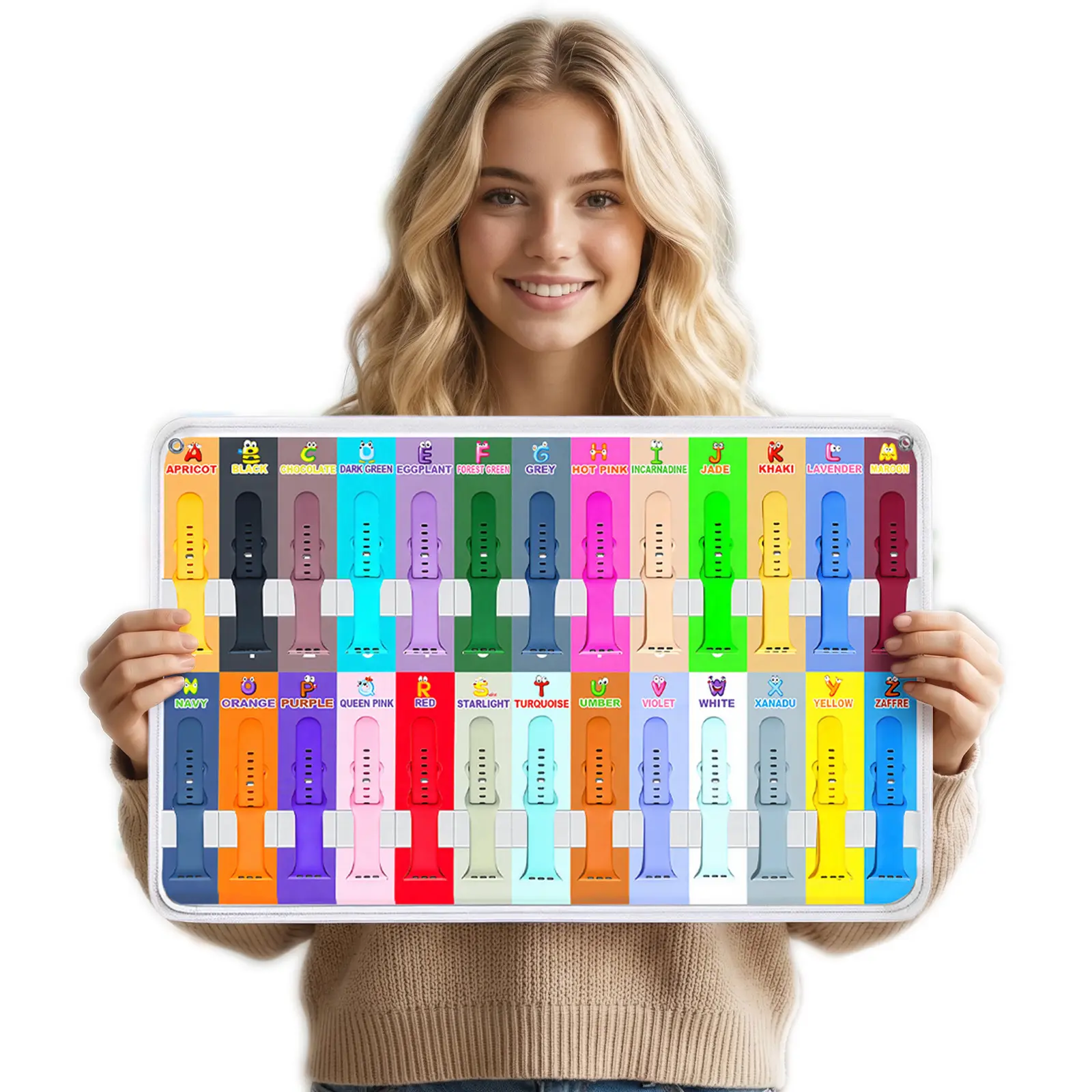 26 Pack Sport Bands Compatible with All Apple Watch Models, 38mm 40mm 41mm 42mm 44mm 45mm 46mm 49mm: Soft Waterproof Alphabet Printed Leopard iWatch Straps for Men & Women, Fits Series 1 10 9 8 7 6 SE, With Band Organizer Adjustable Compact