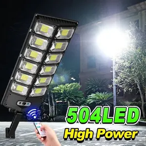 Solar Street Lights Outdoor Waterproof 6500K 10000LM LED Area Lighting Yard Parking Lot Solar flood lig Wide Motion Sensor Remote Control streetlamp sensor security light