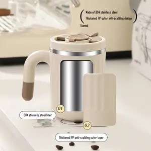Coffee Mug, Insulated Cups, Thermal Cup, Insulated Drinkware, 1 Count 304 Stainless Steel Inner Liner & PP Anti-scald Outer Layer, 480ml Ideal Capacity, Opt for Open-mouth Direct Drinking Or Use The Included Stainless Steel Straw