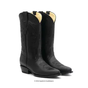 Classic Western J-Toe Black Leather Boot-200
