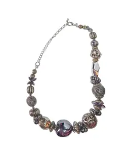 Vintage Premier Designs Chunky Silver and Plastic Beaded Statement Necklace