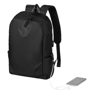 VEVOR Lightweight 26L Hiking Backpack with USB Charging Port Fits 15.6 in Laptop Black Water-Resistant Oxford Fabric Adjustable Straps Comfortable Fit