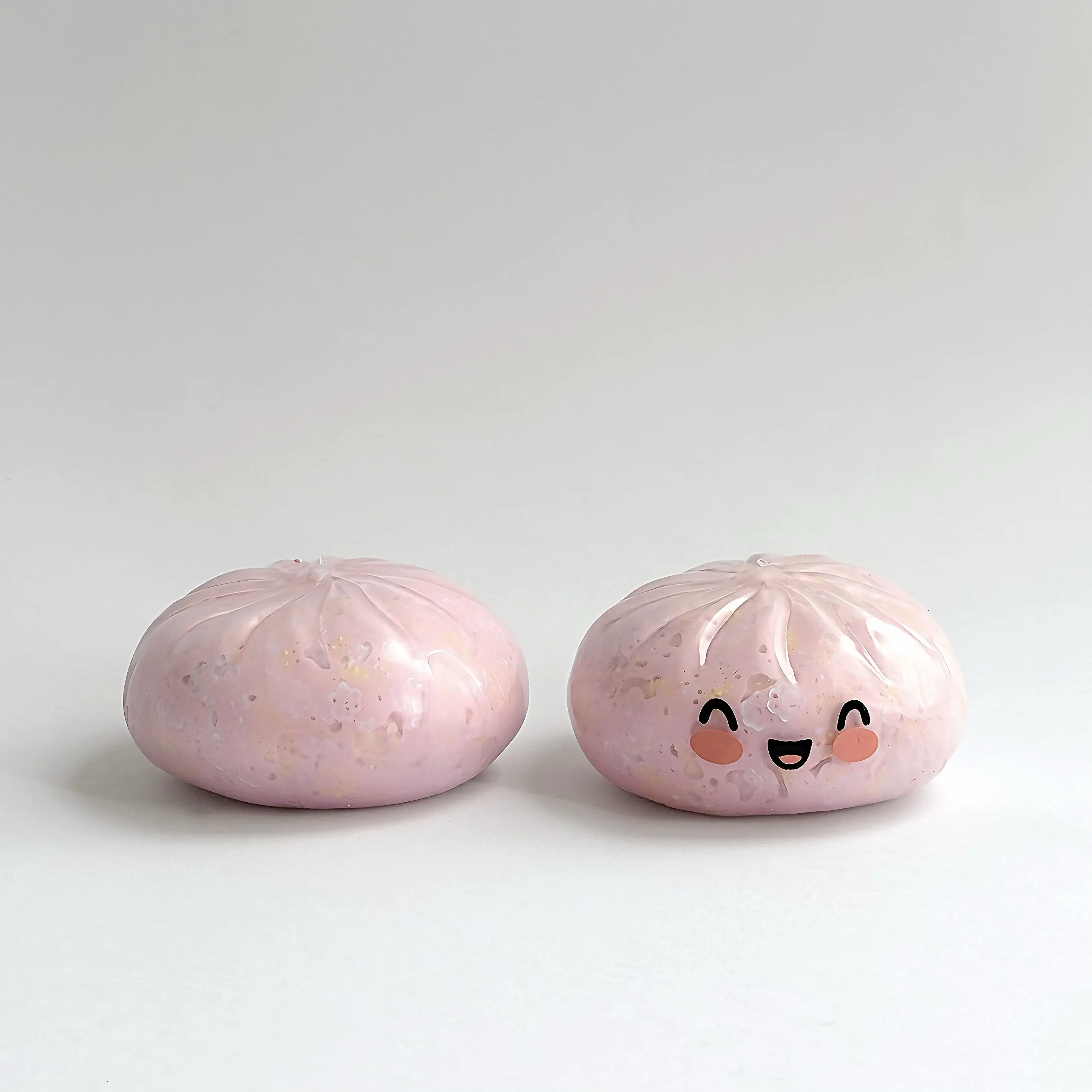 Mochichi Cute Blushing Bao ASMR Clay Squeeze Toy, Soft Handmade Dumpling Sensory Fidget Toy for Stress Relief & Anxiety, Bead Filled Crunch Squishy Toy