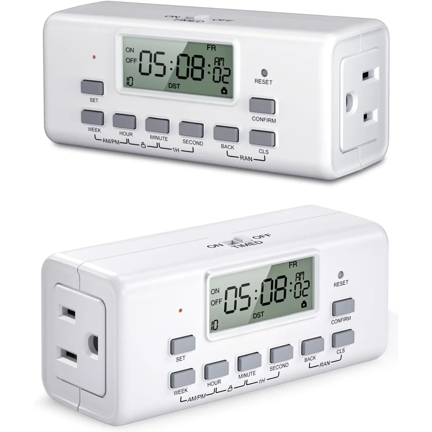 [2 Pack]  Digital Timer For Lamp With Dual Outlets, Programmable Timer In Door, Outlet Timer For Lights,10 On/Off Programs, 24-Hour And 7-Day Programmable Electric Plug Timer,3 Prong, 15A/1875W