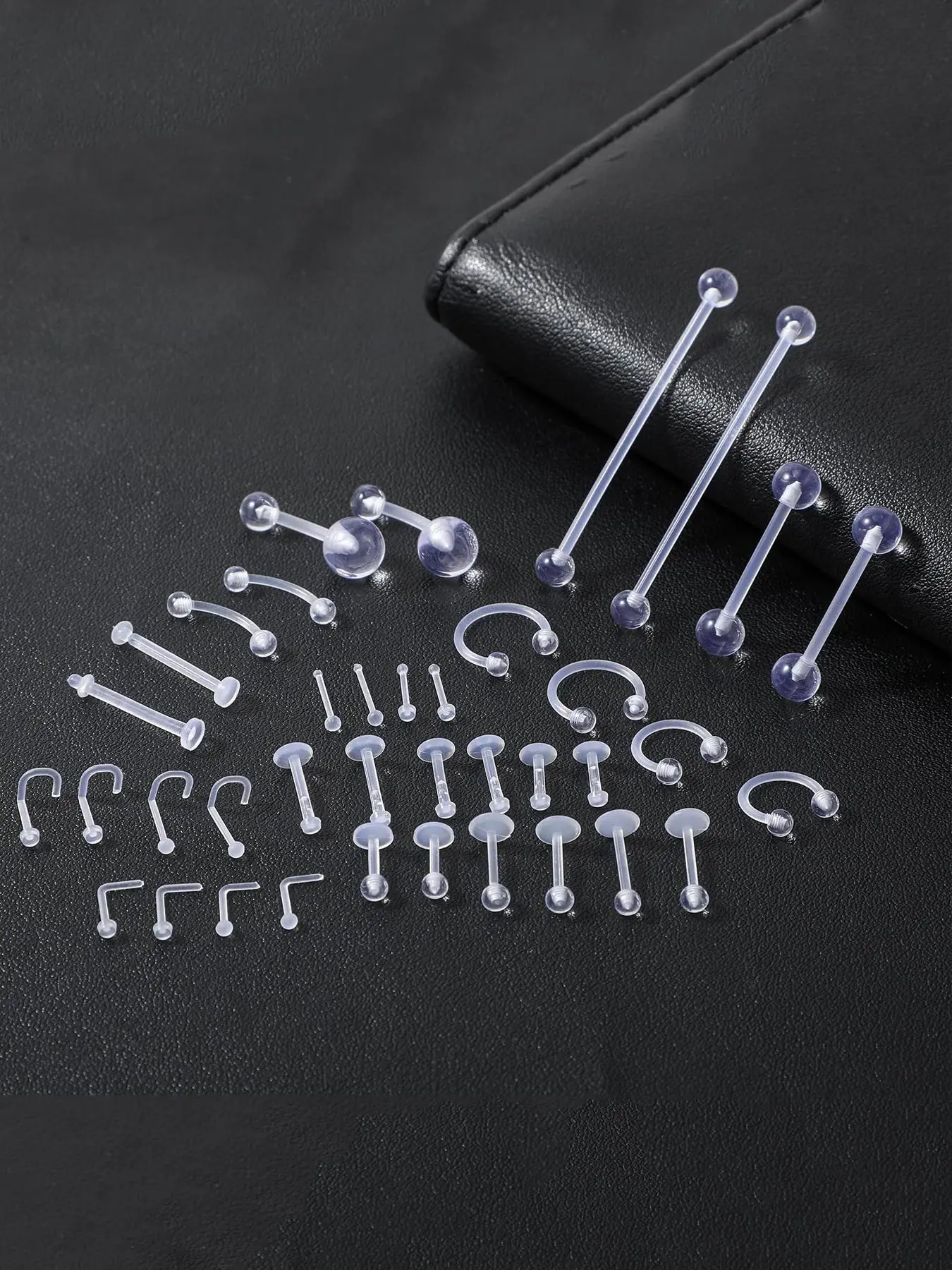 Transparent Body Piercing Jewelry, Clear Piercing Jewelry, Body Piercing Kit, Punk Style Nose & Lip & Bernay Tongue Ring, Earrings, Fashion Accessories for Men & Women, Nose Rings Set