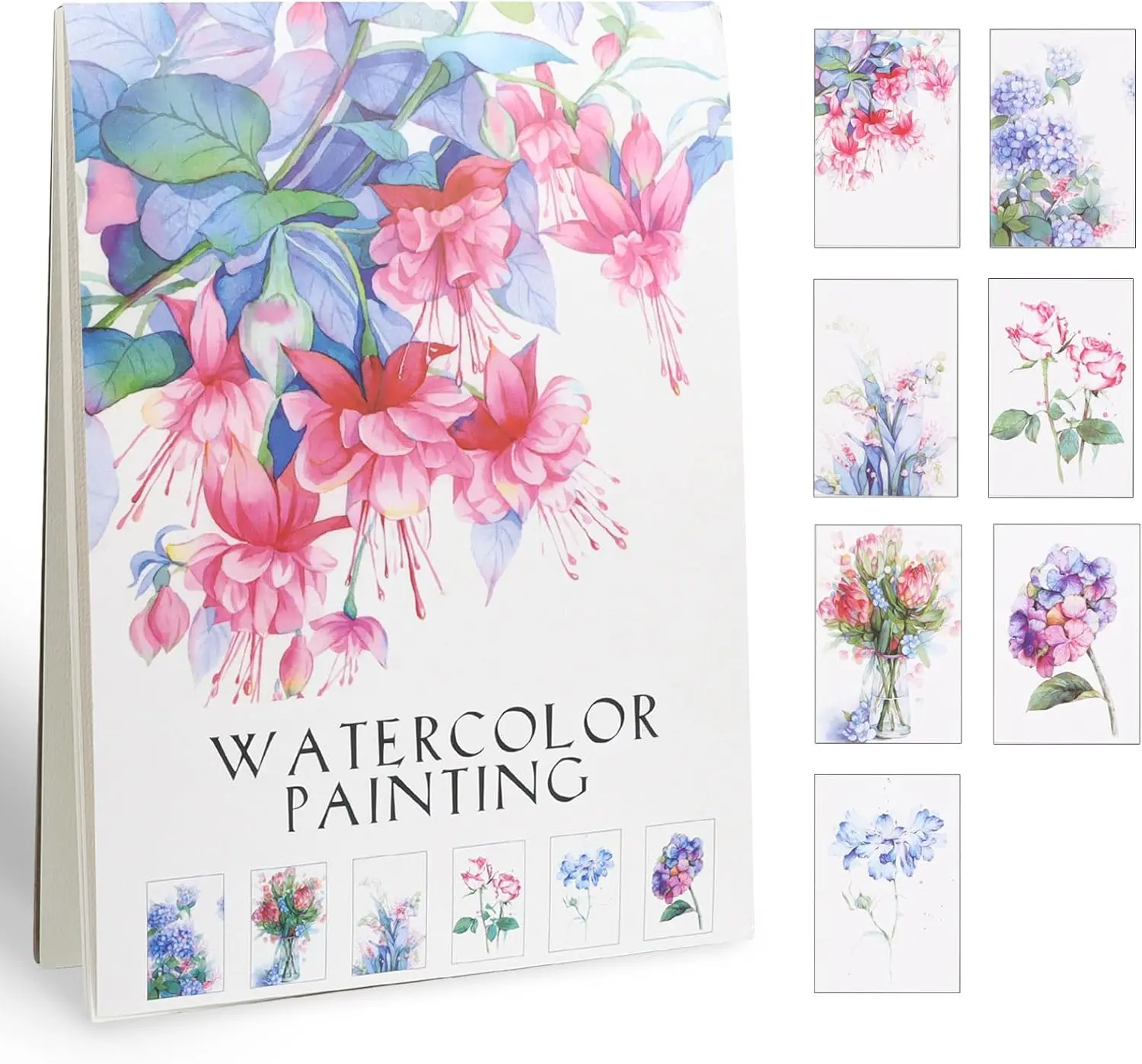 14 Sheets Flower Watercolor Paper Book 9x12'' Watercoloring Pad Arts Water Coloring Pad  - Painting Pad Art Painting Supplies Ideal for Beginners