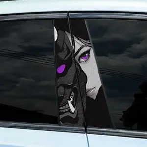 Cartoon Character Pattern Car Center Pillar Decal, Waterproof Vinyl Decal for Car B-pillar, Door Pillar, Ideal for Covering Door Pillar Scratches, Sticker for Cars