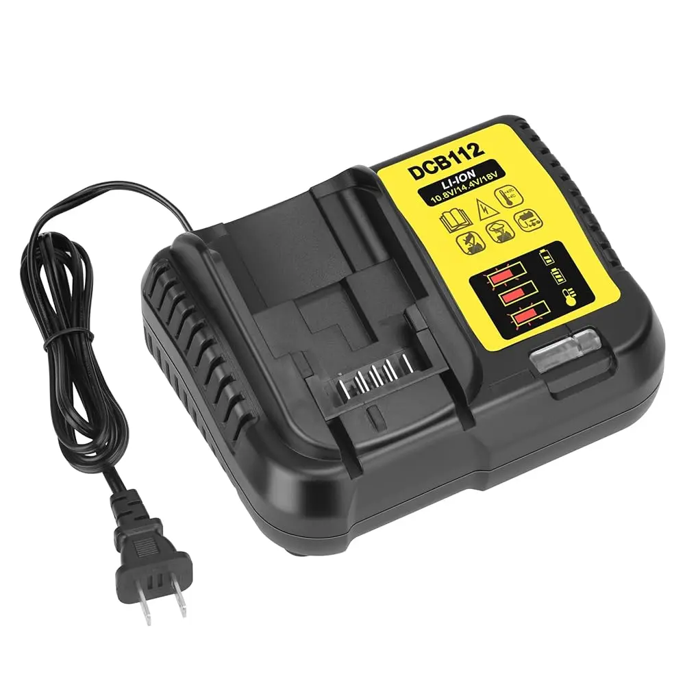 DCB112 Battery Charger for Cordless Tools - 3.0A Output, 12V-20V Voltage Range, Compatible with DeWalt 20V High Capacity Lithium-Ion Batteries (DCB204, 206, 609, 606, 120, 124 and More)