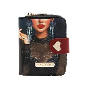 Heart Bifold Wallet RFID Blocking Mini Stylish Western Design Vegan Leather Gold Hardware Zip Snap Closures