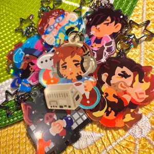 Dispatch Z-team Robert Blazer Phenomaman Malevola Flambae Waterboy Visi Sonar Prism Rainbow Acrylic Keychain.