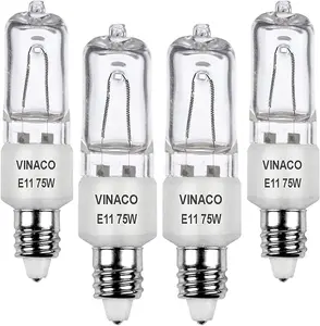 Vinaco E11 bulb, 4PCS warm white JDE11 120v 75w Halogen bulb, , high output 1150lm E11 Halogen bulb