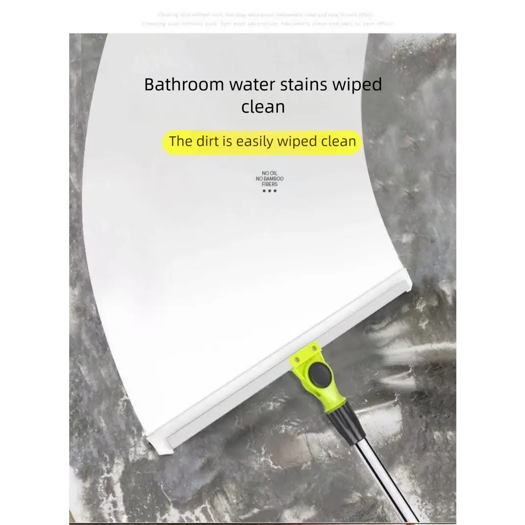 Upgraded Silicone Magic Squeegee Broom, 59.05" Long Handle, for Bathroom Shower Floor Water Sweeping, Pet Hair Removal, Hardwood Tile Floors Liquid Spills & Fine Dust Cleaning