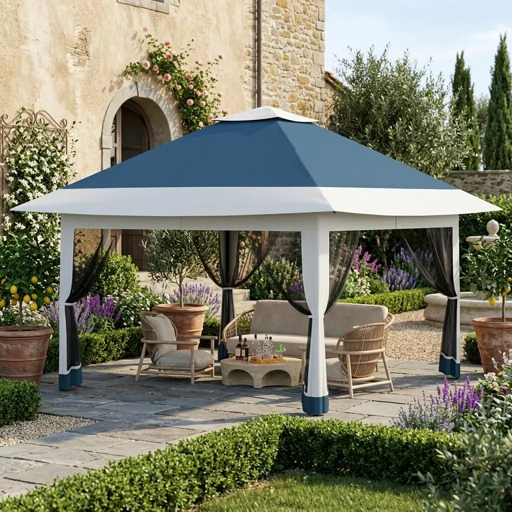 Easy Pop Up Outdoor Gazebo Canopy Tent 12x12 – Quick Setup, Weather-Resistant, Mosquito Netting, Ideal for Backyard, Patio, Garden – Includes 4 Sandbags, Wheeled Storage Bag,outdoorfurnitureset