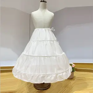 PS06 Kids 3D Bustle Children White Petticoat Wedding Guest Crinoline Underskirt Length 35cm 45cm 55cm Skirts for Girl 1-14Y