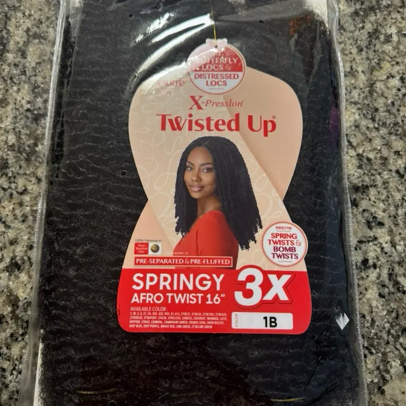 Outre X-Pression Twisted UP Springy Afro Twist Hair Extensions, 16in, Color 1B