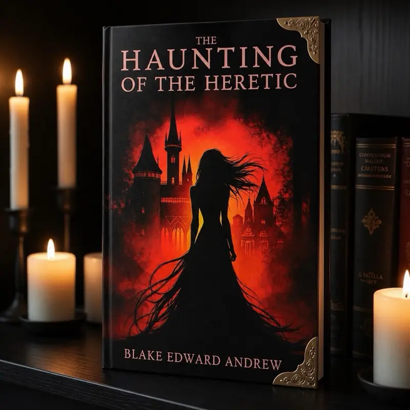 NEW! Signed Hardcover The Haunting of the Heretic Book 3 - The Complete Trilogy Finale - Optional Silver, Gold, or Bronze Corner Protectors - Dark Romance Thriller Novels with Witches & Witchcraft, Gothic Neo-Gothic Dark Fantasy Literature