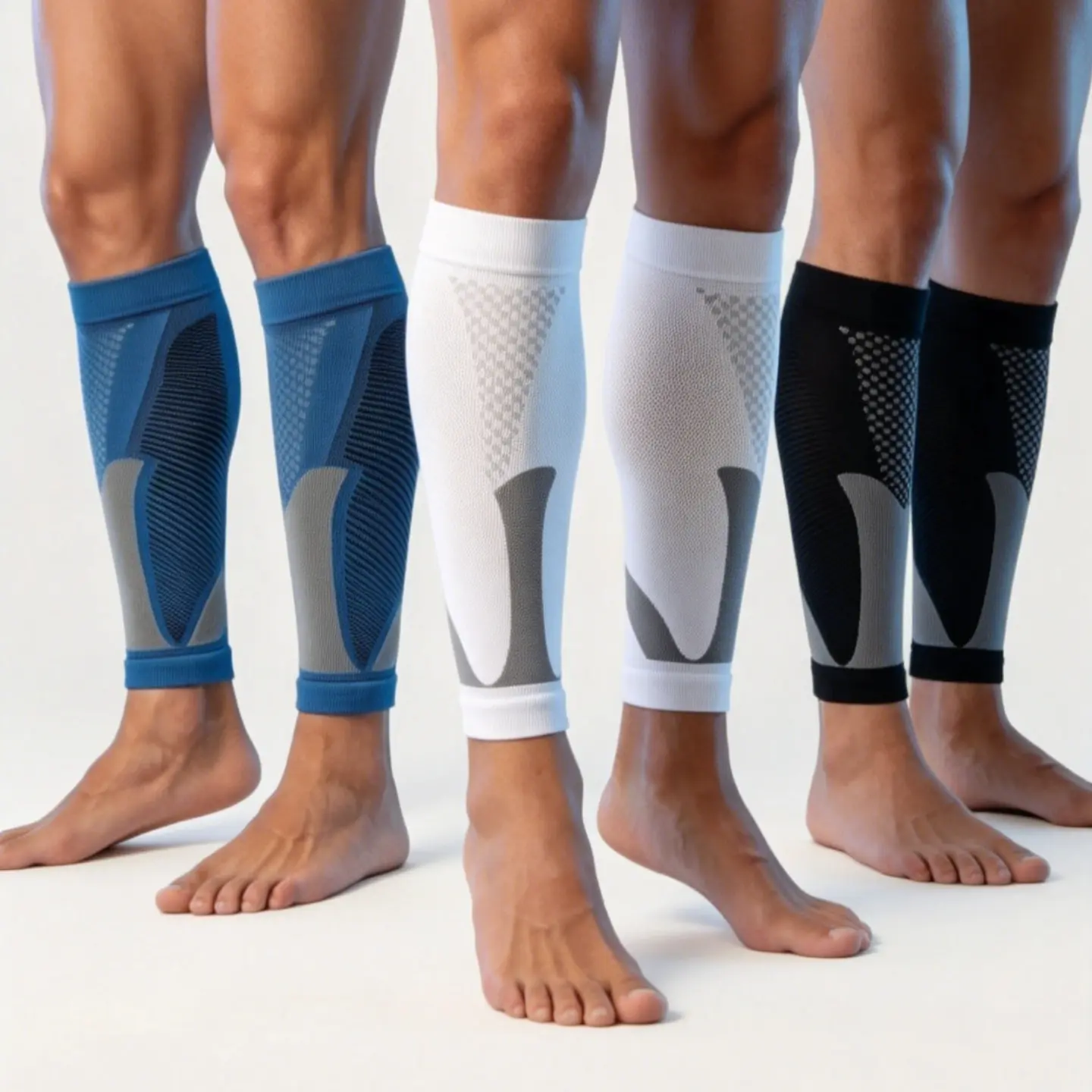 3 Pairs Calf Compression Sleeves (20-30 mmHg) for Men & Women, Footless Nylon Protective Gear for Shin Splints, Calf Activation & Fatigue Support, Calf Activation Protective Gear, Fatigue Support Protective Gear