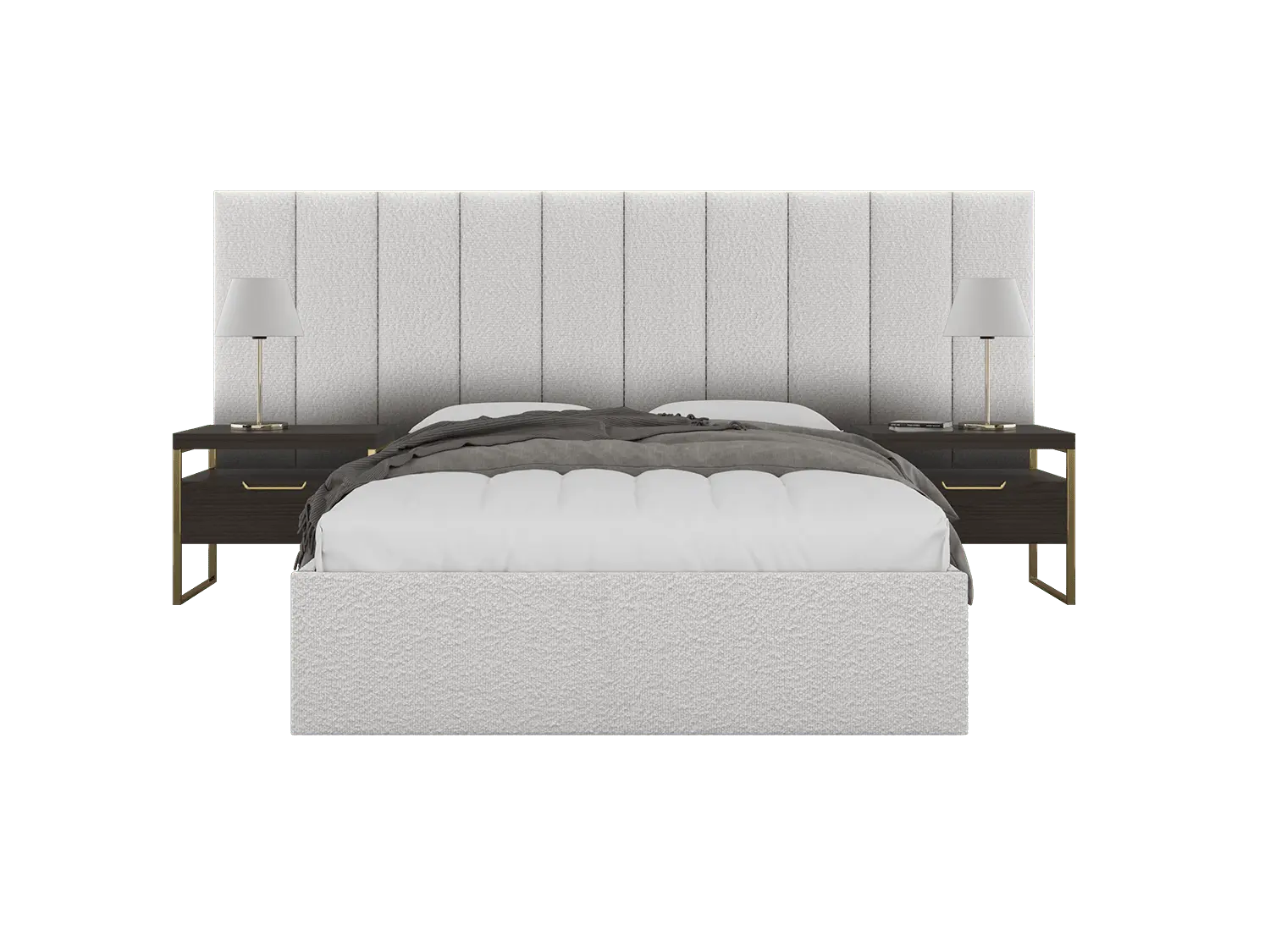 Vertical Upholstered Headboard Panels Marie Layout - 115" x 39"