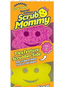 Scrub Daddy Sponge Set - Scrub Mommy Power Flower Dual- Sided Sponge and Scrubber - Non Scratch Sponge for Dishes and Home, Odor Resistant, Firm in Cold Water Soft in Warm , Multi-Surface 3 ct Cleaning Multicolor Stain-Resistant