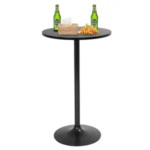 Round Bar Table 40" Height Modern Pub Table with Solid Top and Sturdy Metal Base, High Top Table for Kitchen, Dining Room, Bistro, Cocktail, Black