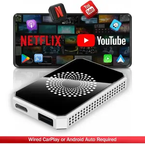 Netflix/YouTube/TikTok/Google Play/Screen mirroring to your car! Box-type in-car screen mirroring and streaming adapter, Car Video Player, 3-in-1 wireless adapter, compatible with factory wired CarPlay vehicles