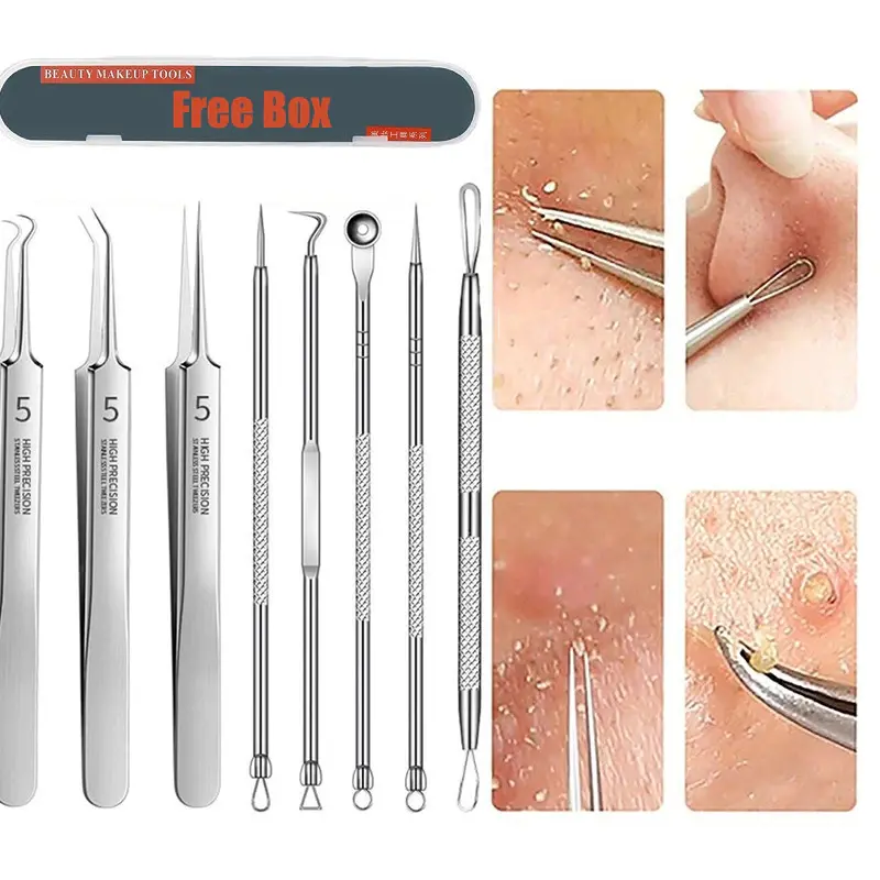 Stainless steel blackhead remover acne clip Cell tweezers Professional acne extract makeup kit