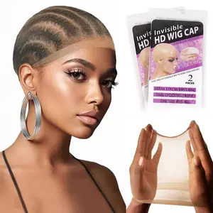 HD Wig Cap, 4PCS Ultra Thin Wig Caps Light Brown, Nylon Wig Caps for Women Stretchy, Natural Transparent HD Wig Caps for Lace Wigs. Summer Wear Comfortable Wig Cap, 2Pack/4PCS