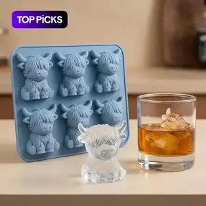 Mini Highland Cow Ice Cube Mold, Cute 3D Ice Cubes for Drinks, Parties, Gifts, Perfect for Enhancing Drink Flavor