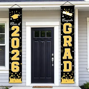 Class of 2026 Graduation Door Banner 2 Pack - Congrats Grad Decorations, Grad Party Banner Set for Home Indoor Outdoor Graduation Decor