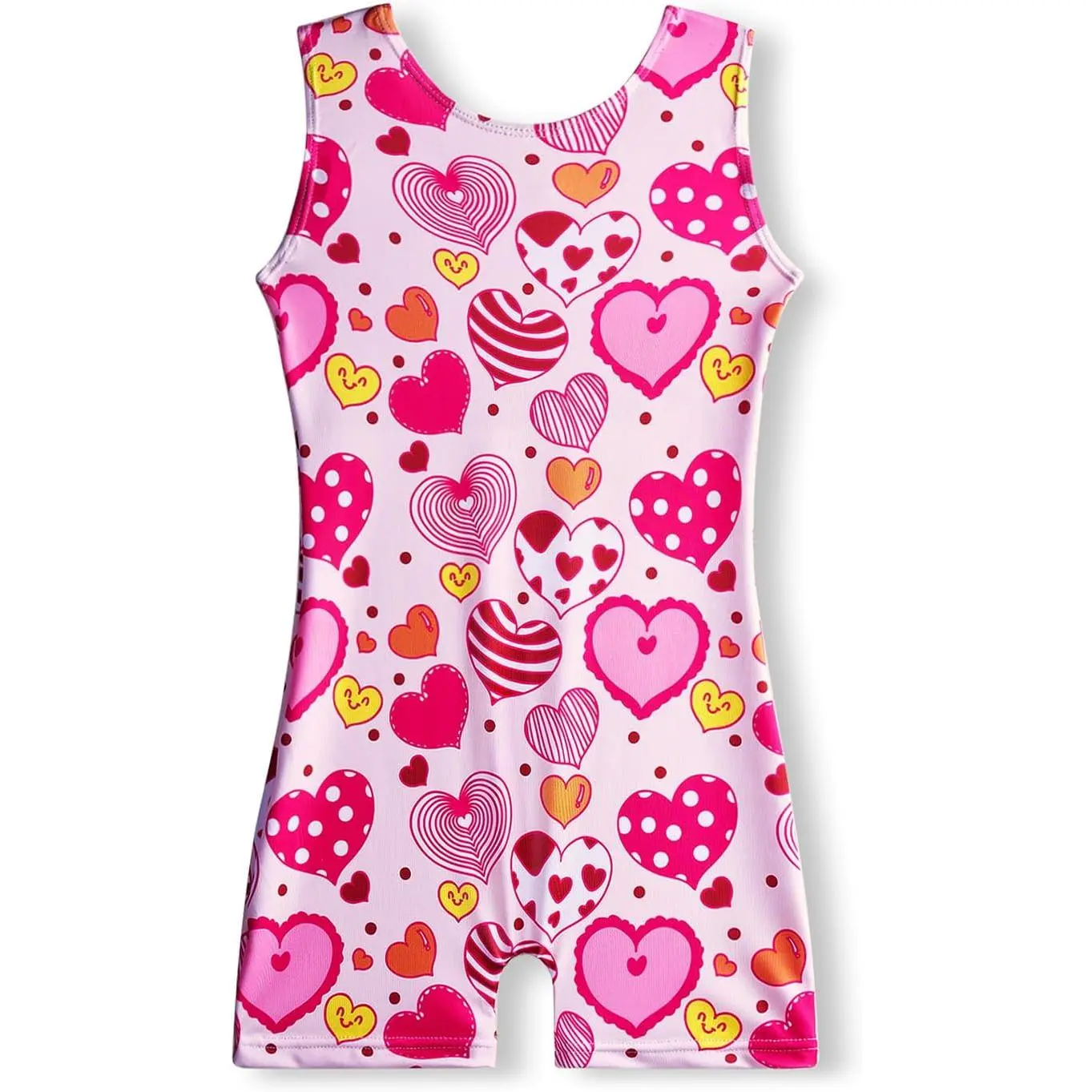 Girls' Toddler Polyester Blend Gymnastics Leotards - Multi-Sport Wear, Sparkling Prints, Tumbling Biketards, Unicorn Mermaid Dance Unitards, A Green Floral, A Heart Dots