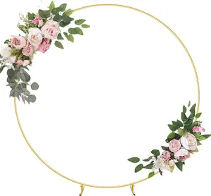 Round Backdrop Stand Circle Arch, 6.6ft Golden Aluminum Balloon Arch Kit for Party Decoration Wedding Arch Flower Ring Stand