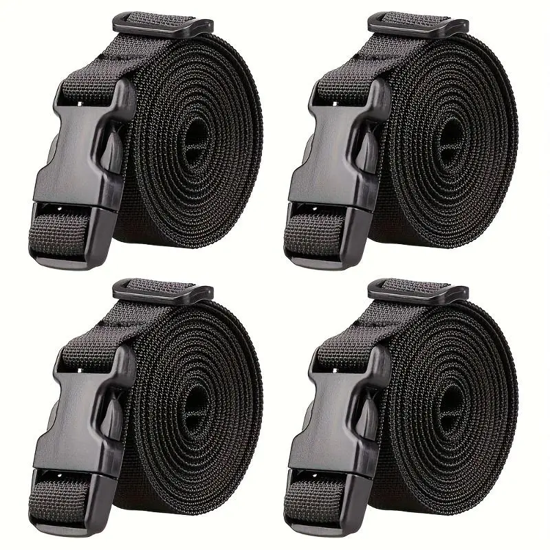 4pcs Heavy Duty Cam Buckle Tie-Down Straps - Durable & Rust-Resistant, Adjustable Length for Maximum Stability - Secure Luggage, Motorcycle, Cargo, Trucks, Trailers, Travel Accessory, Travel Trailer Accessories