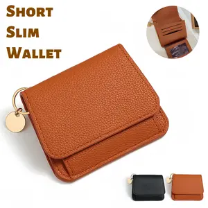 Women's Elegant Minimalist Short Slim Wallet All-match Trendy Mini 3 Bifold Purse RFID Blocking Card Holder Money Clip ID Window Compact Coin Purse Ideal Gift